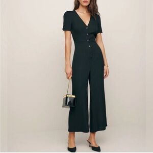 Reformation France Black Wide
Leg Jumpsuit Size 8 Petite